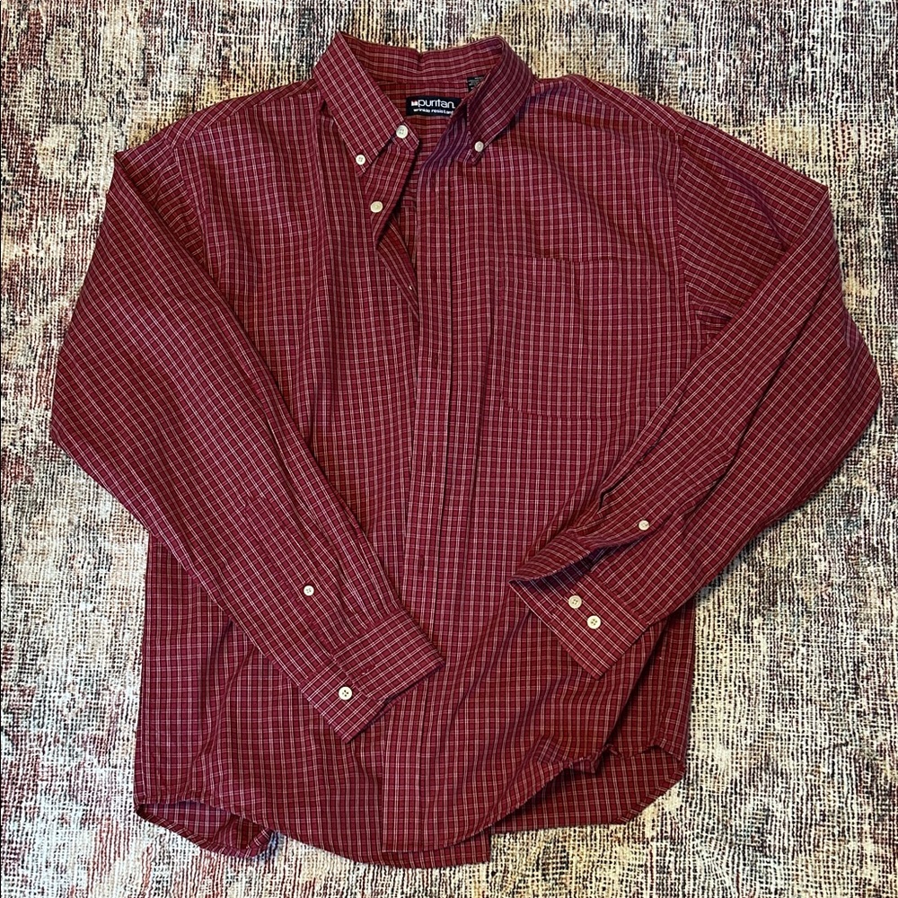 Puritan Men's Red Checkered Casual Shirt